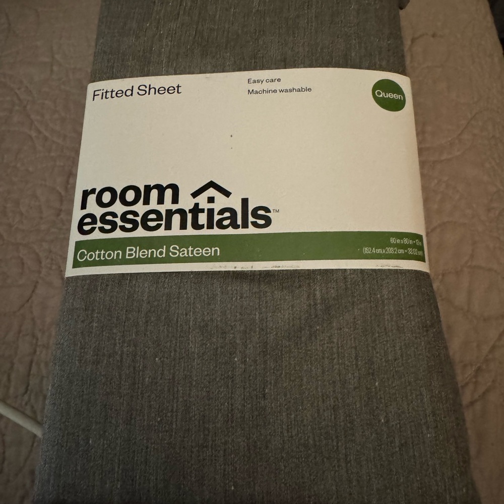 Room Essentials Dark Gray Cotton Blend Fitted Sheet